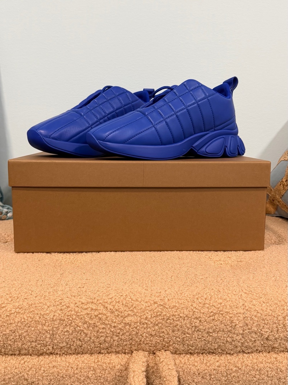 Burberry Quilted Slip-On Sneakers - Cobalt Blue